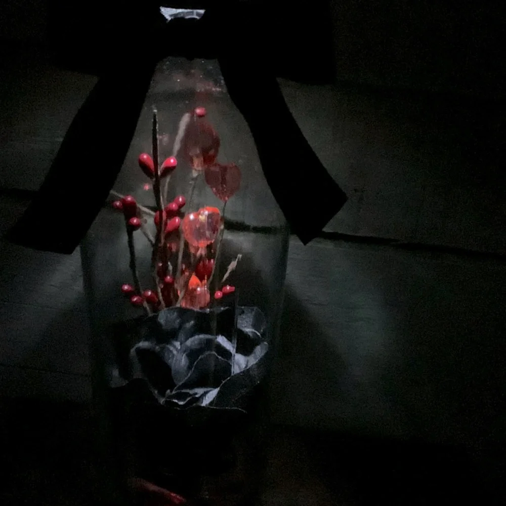 Hand crafted- Black Rose Wine Bottle Lantern